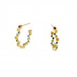 Syna 18kt Yellow Gold Sapphire Cluster Bezel Set Oval Hoop Earrings