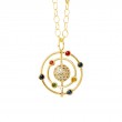 Syna 18kt Yellow Gold Cosmic Multicolor Sapphire and Diamond Pendant