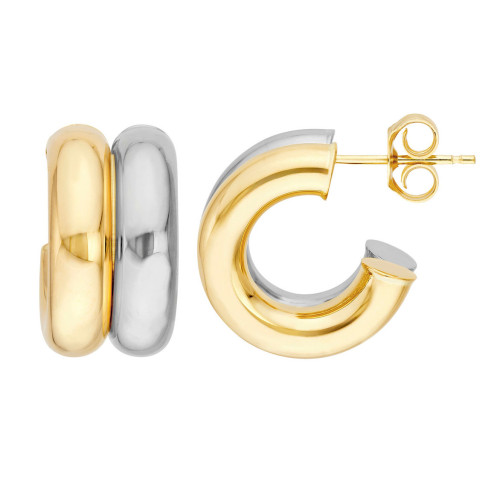 Korman Signature 14kt Yellow and White Gold Two Tone Huggie Earrings