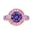 Robert Procop 18kt Rose Gold  Pink and Purple Sapphire Halo Ring