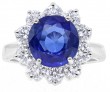 Oscar Heyman Platinum Vivid Blue Sapphire and Diamond Ring