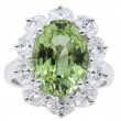 Oscar Heyman Platinum Non Heat Treated Light Green Chrysoberyl and Diamond Ring
