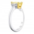Korman Signature Platinum Fancy Yellow Diamond Three Stone Engagement Ring
