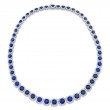 Korman Signature Graduating Blue Sapphire and Diamond Halo Necklace