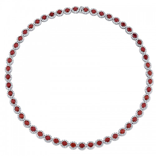 Korman Signature 18kt White Gold Ruby and Diamond Necklace