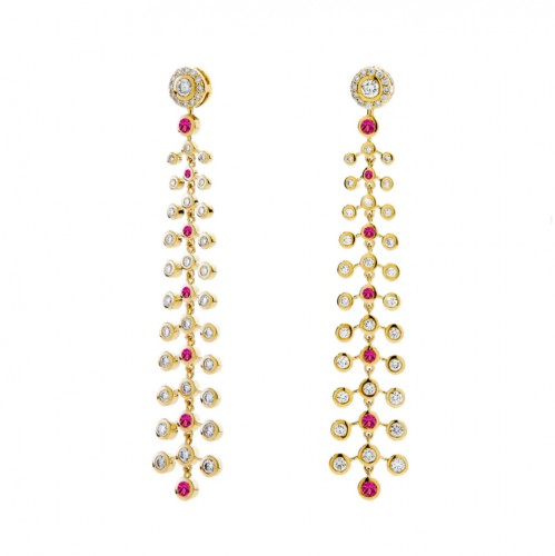 Syna 18kt Rose Gold Ruby and Diamond Chandelier Earrings
