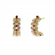 Syna 18kt Yellow Gold  Ruby and Diamond Mogul Hoop Earrings