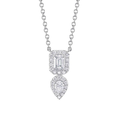 Korman Signature 14kt White Gold Emerald and Pear Cut Diamond Necklace