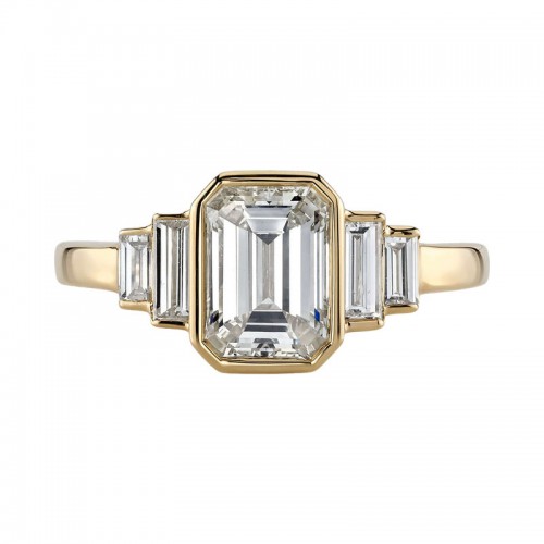 Single Stone 18kt Yellow Gold Emerald Cut 'Caroline' Engagement Ring