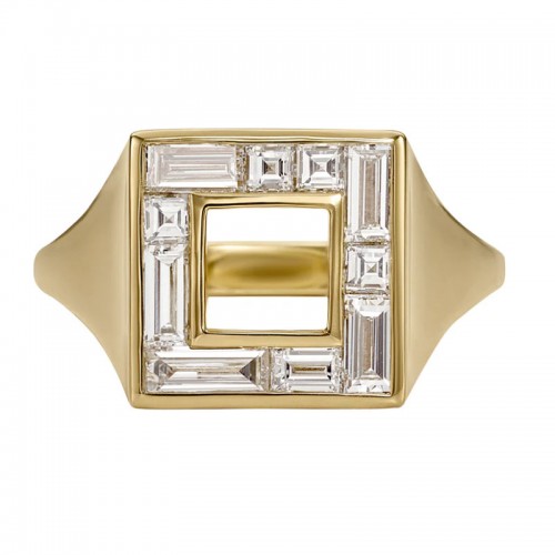 Artemer 18kt  Yellow Gold Geometric Baguette Diamond Ring