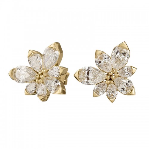 Artemer 18kt Yellow Gold and Asymmetric Pear Diamond Earrings