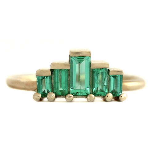 Artemer 18kt Yellow Gold Baguette Cut Emerald Ring