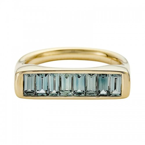 Artemer 18kt Yellow Gold with Baguette Teal Sapphires Ring