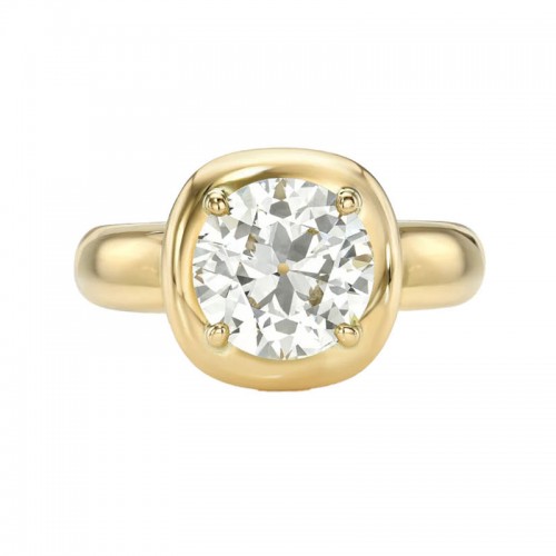 Single Stone 18kt Yellow Gold and Diamond Cori Bezel Set Engagement Ring