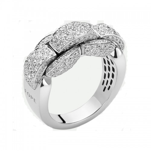 Fope 18kt White Gold and Pave Diamond Ring