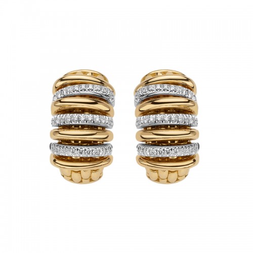 Fope 18kt Yellow and White Gold and Pave Diamond Earrings