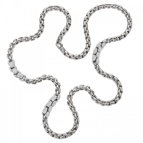 Fope 18kt White Gold and Diamond Pave Necklace
