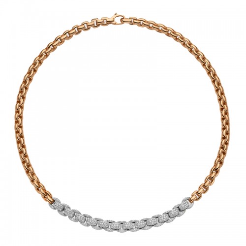 Fope Rose Gold White Pave Diamond Necklace