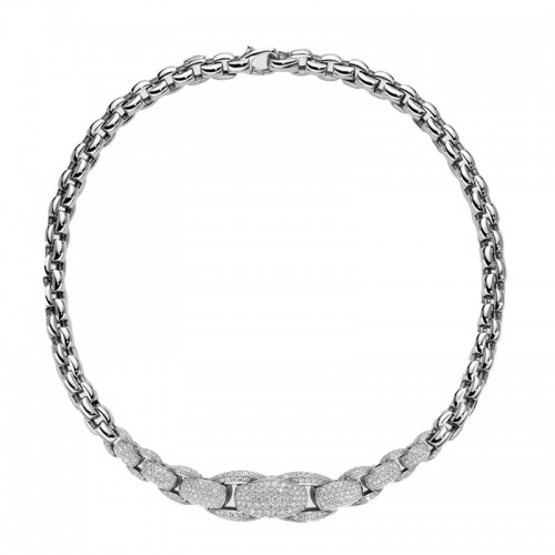 Fope 18kt White Gold and Pave Diamond Necklace