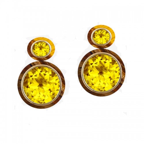 Goshwara 18kt Yellow Gold Melange Citrine Tiger's Eye Earrings