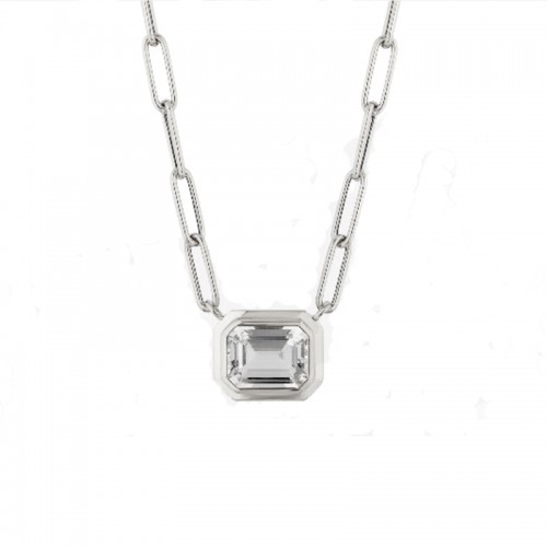 Goshwara 18kt White Gold Bezel Set Rock Crystal  Pendant Necklace