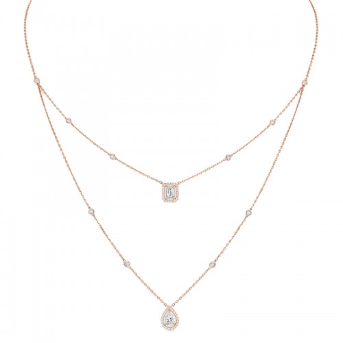 Messika 18kt Rose Gold and Pave Diamond  2 Row Necklace
