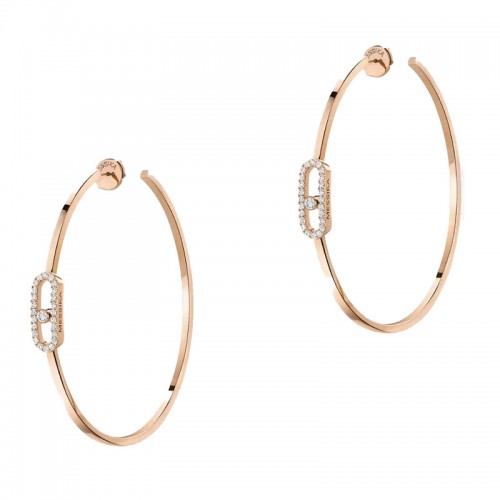 Messika 18kt Rose Gold Pave Diamond Move Uno Hoop Earrings
