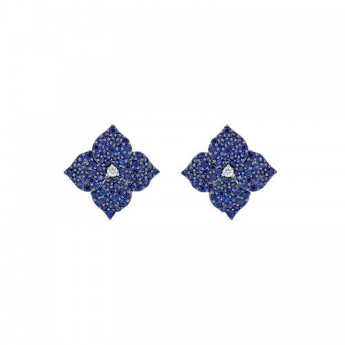 Piranesi 18kt White Gold Blue Sapphire Flower Earrings