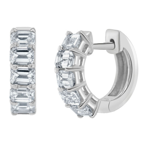 Korman Signature 14kt White Gold and Diamond Huggie Earrings