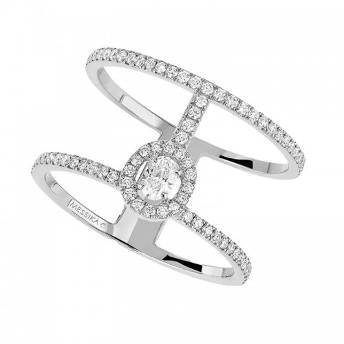 Messika 18kt White Gold and Diamond Glama'zone Two Row Ring