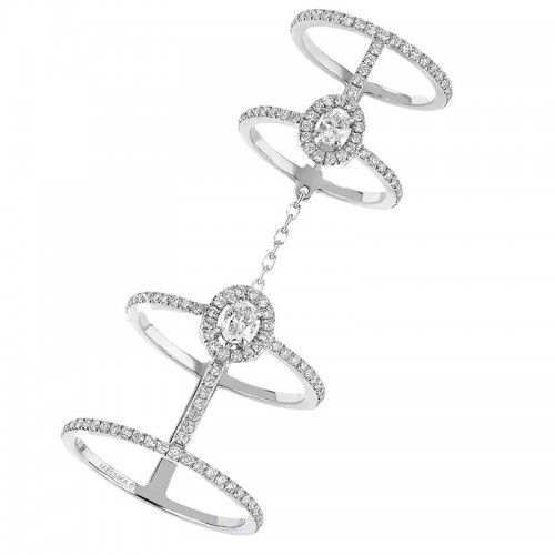 Messika 18kt White Gold and Pave Diamond Glam'azone Double Ring