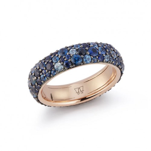 Walter's Faith 18kt Rose Gold and Blue Sapphire Pave Band