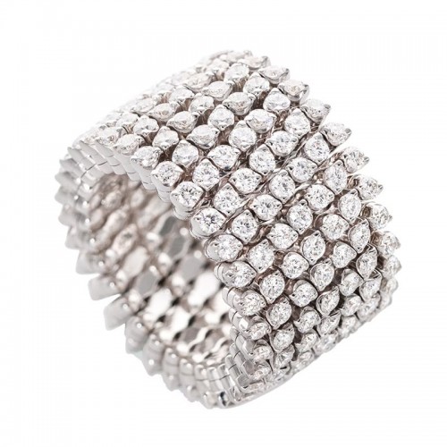 Serafino Consoli 18kt White Gold and Diamond 7 Row Expandable Ring