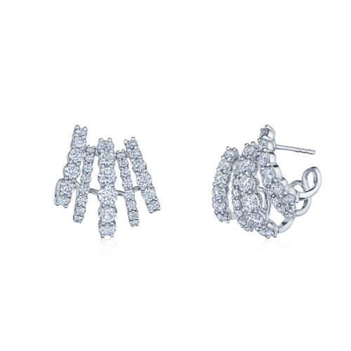 Kwiat 18kt White Gold and Diamond Five Row Huggie Hoops