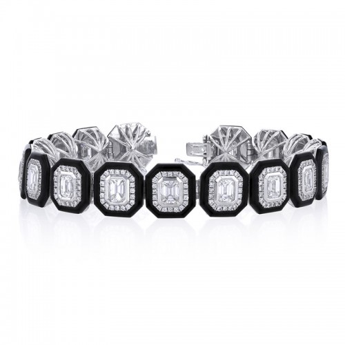 Korman Signature Platinum Diamond and Onyx Bracelet