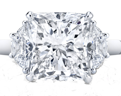 Korman Signature Platinum Cushion Cut Three Stone Ring