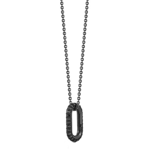 Walter's Faith 18kt Black Gold and Diamond Saxon Link Necklace