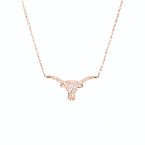 Korman Signature 18kt Rose Gold Small Diamond Longhorn Necklace