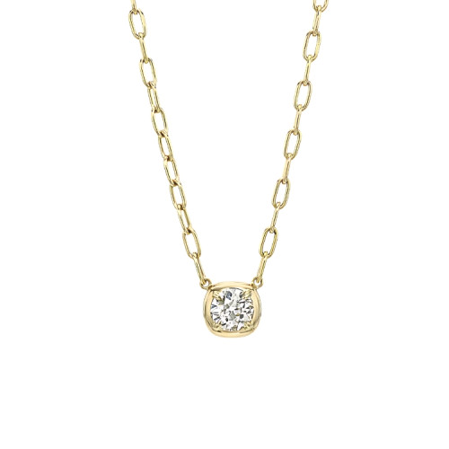 SINGLE STONE 18K YELLOW GOLD OLD EUROPEAN CUT DIAMOND CORI NECKLACE