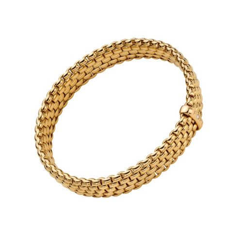 Fope 18KT Yellow Gold Medium Round Diamond Gold Rondel Flex'It Bracelet