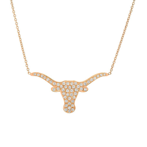 Korman 18k Rose Gold Large Pavé Diamond Longhorn Necklace