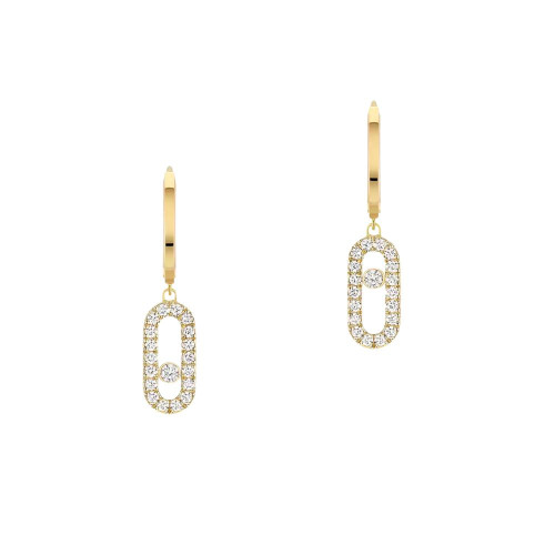 Messika 18k Yellow Gold Move Uno Diamond Hoop Earrings