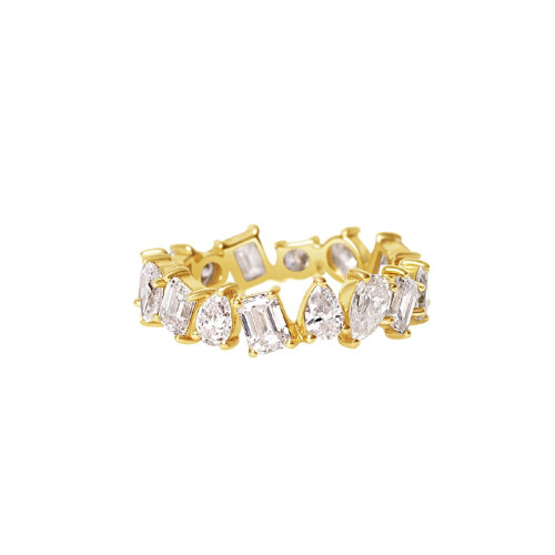 Korman Collection 14k Yellow Gold Multi Shape Alternating Diamond Eternity Band