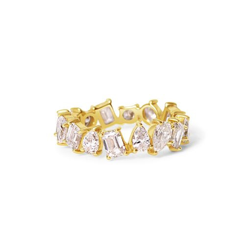 Korman Collection 14k Yellow Gold Multi Shape Alternating Diamond Eternity Band