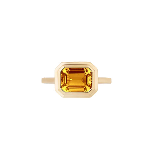 Goshwara 18k Yellow Gold Citrine Emerald Cut Bezel Set Ring