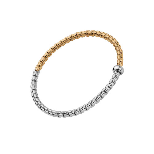 Fope 18k White/Yellow Gold Small Eka Flex'It Bracelet with Diamond