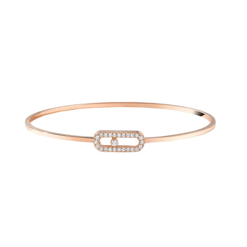 Messika 18kt Rose Gold Small Move Uno Pave Flex Bangle