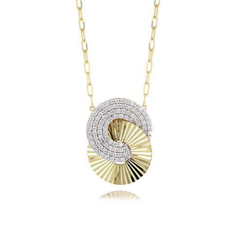 Phillips House 14kt Yellow Gold and Diamond Large Interlocking Aura Pendant Necklace