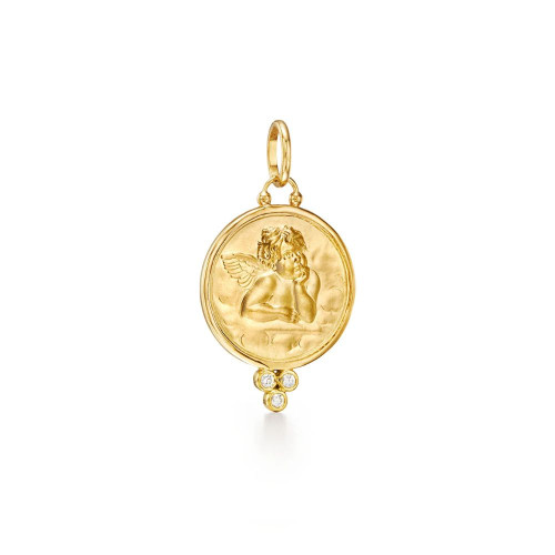 Temple St. Clair 18k Yellow Gold Large  Diamond Angel Charm