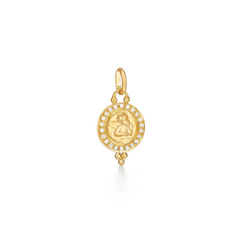 Temple St. Clair 18k Yellow Gold Small Pave Diamond Angel Charm